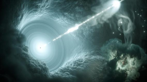 Blazare sind große Galaxien im Weltall mit einem supermassiven Schwarzen Loch im Zentrum, um das riesige Mengen an Material wie auf einer Scheibe kreist. Wenn etwas hiervon in das Schwarze Loch fällt, kann es einen aus der Mitte der kreisenden Scheibe weisenden sogenannten Jet voller Teilchen erzeugen. Im Fall der beobachteten Galaxie weist dieser Jet, in dem unter anderem Neutrinos entstehen, genau in Richtung Erde, weshalb die Teilchen von hier aus gemessen werden können.