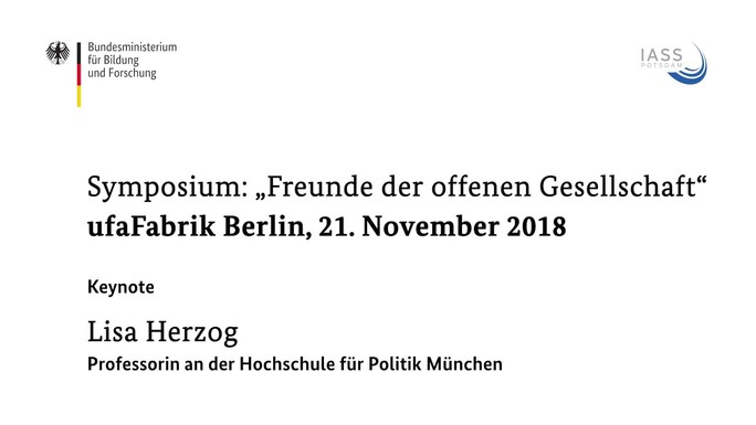 Symposium Freunde Der Offenen Gesellschaft Keynote Von Prof Dr Lisa Herzog Bmbf