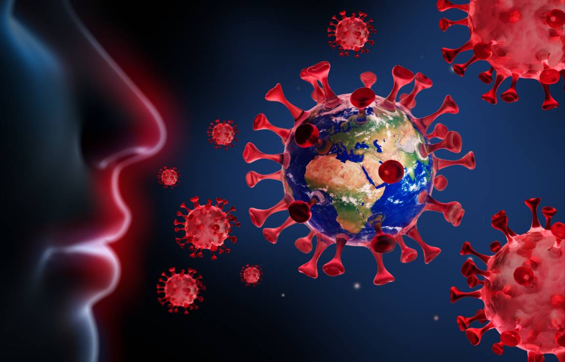 Corona Viren vor Nase und Mund - Wuhan Virus