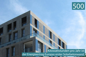 500 Kilowattstunden pro Jahr ist der Energiebetrag Europas erster Solarbetonwand