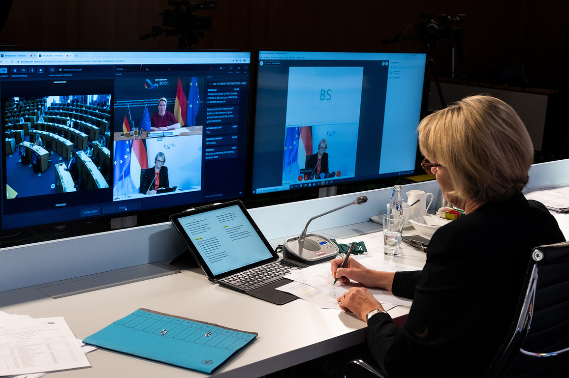 Bundesministerin Anja Karliczek stellte heute im Rahmen einer Videokonferenz mit dem Ausschuss für Kultur und Bildung (CULT) des Europäischen Parlaments das Programm der deutschen Ratspräsidentschaft vor.