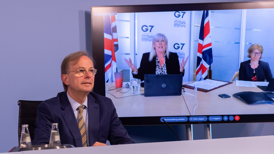 Thomas Rachel während des virtuellen G7-Ministertreffens