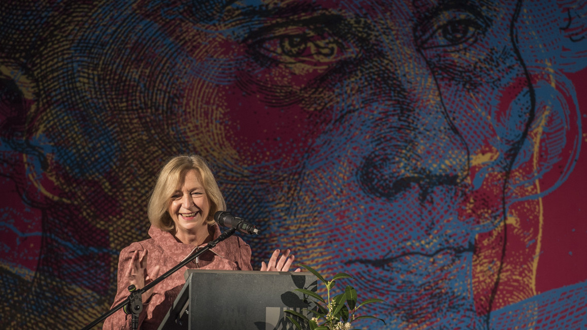 Bundesministerin Johanna Wanka hält im Rahmen des Festaktes zur Eröffnung der nationalen Sonderausstellung 'Luther! 95 Schätze - 95 Menschen' ein Grußwort